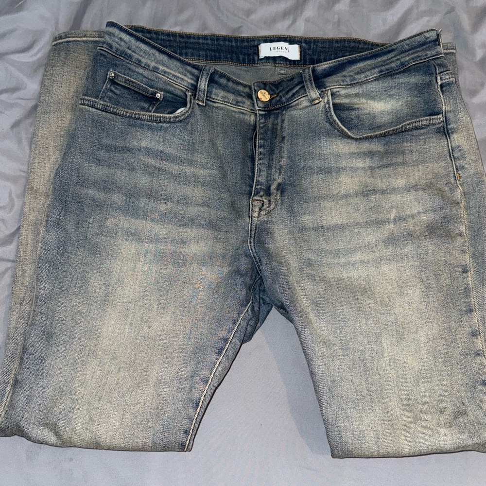 Legend London Rustic Light Washed Slim Fit Denim